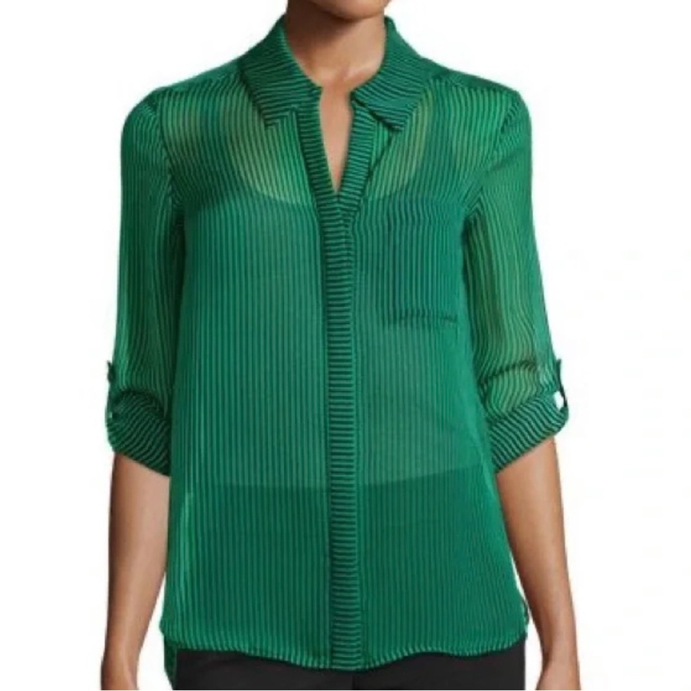 DVF Striped Semi Sheer Blouse 6